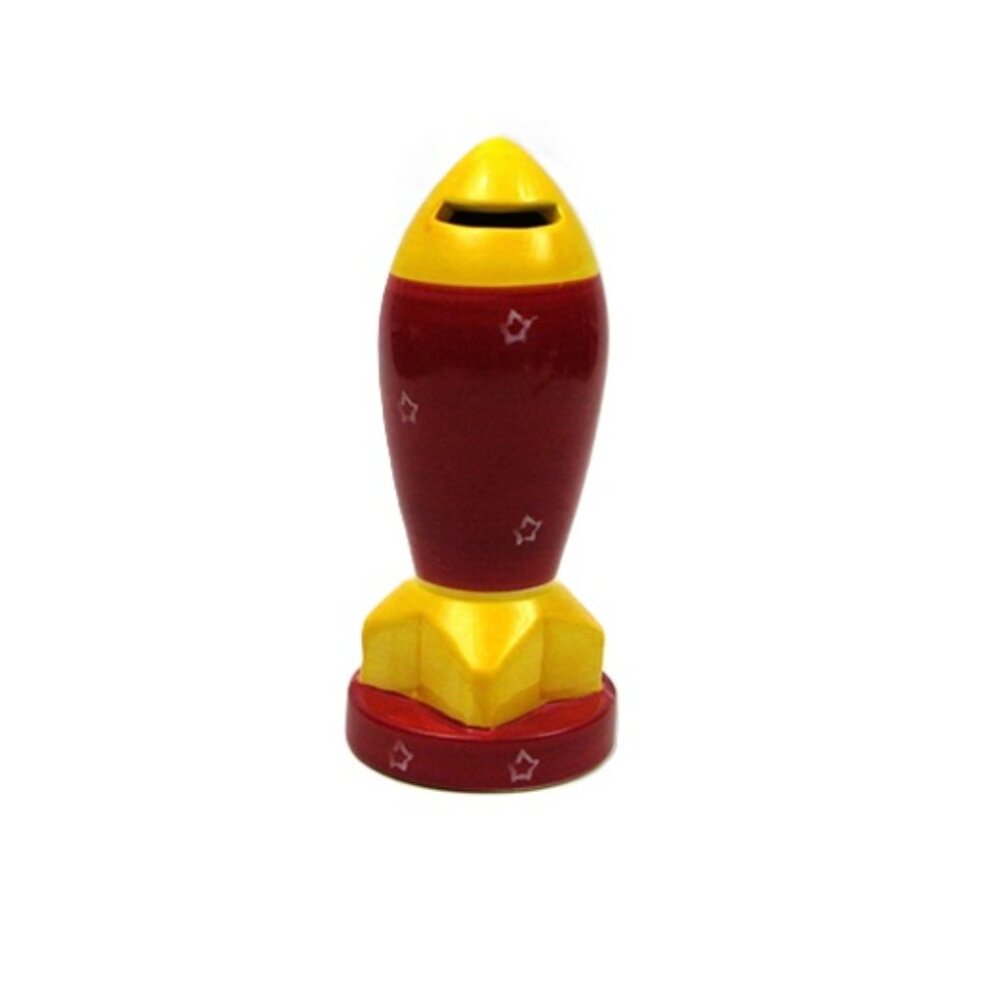 Child Ceramic Rocket Money Coin Bank 8" tall by 3 1/2" wide 049-11635
